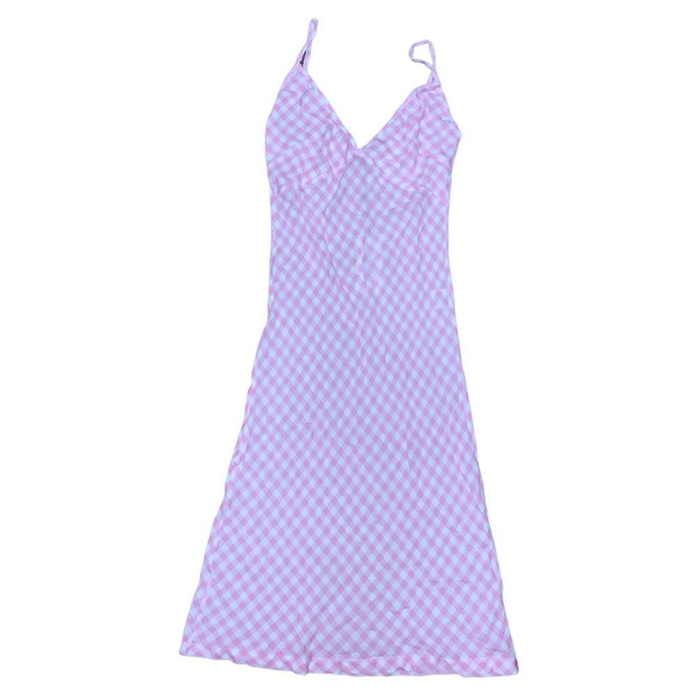 VDM x Revolve, V-Neck Midi Dress Swimsuit Cover Up, Pink/White Checkered, XS,NWT